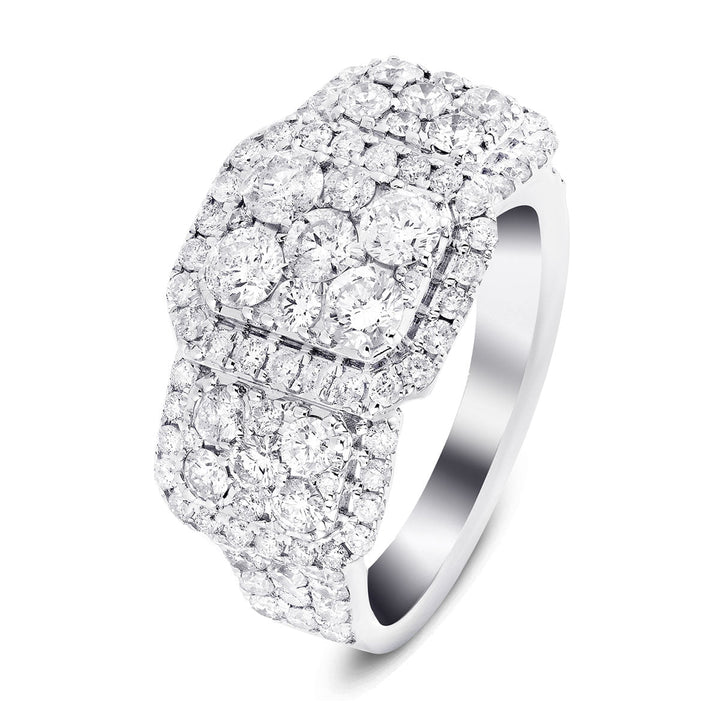 Certified Diamond Cluster Engagement Ring 2.70ct in 9k White Gold