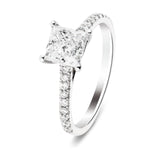 Certified Diamond Princess Side Stone Engagement Ring 0.55ct G/SI 18k White Gold - All Diamond