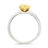 Certified Heart and Baguette Yellow Diamond Engagement Ring 1.25ct Ring 18k White Gold - All Diamond