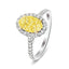 Certified Oval Yellow Diamond Halo Engagement Ring 1.00ct Ring in 18k White Gold