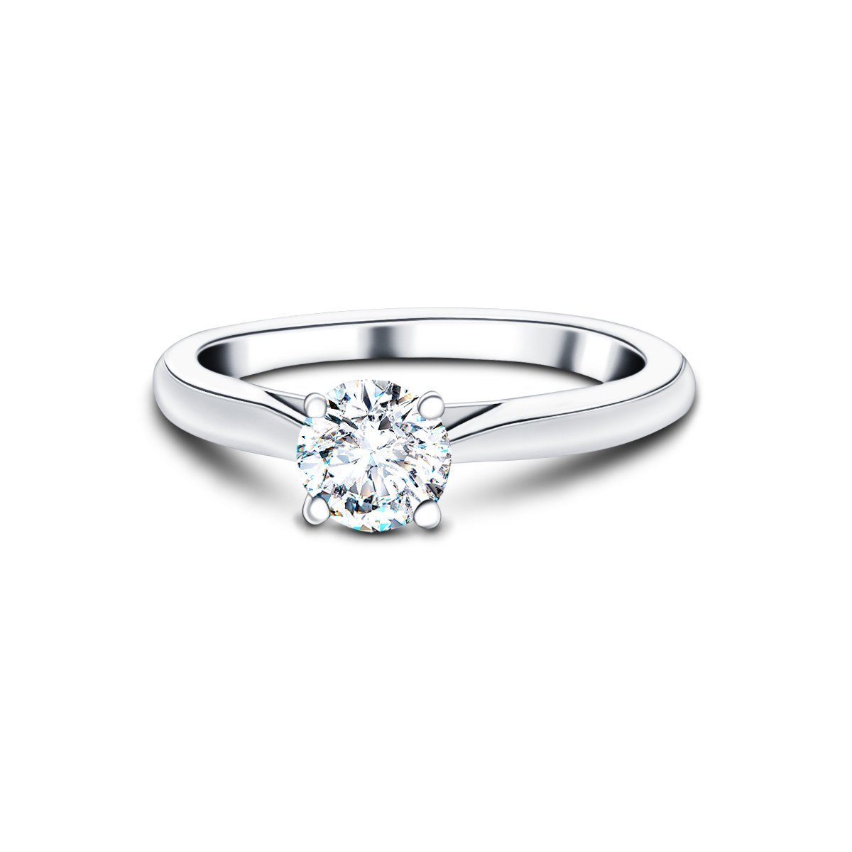 Certified Solitaire Diamond Engagement Ring 0.40ct H/SI Quality In Platinum - All Diamond