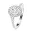 Certified Twist Oval Diamond Halo Engagement Ring 0.60ct E/VS in 18k White Gold