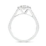 Certified Twist Oval Diamond Halo Engagement Ring 0.60ct E/VS in 18k White Gold - All Diamond