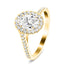 Certified Twist Oval Diamond Halo Engagement Ring 0.60ct E/VS in 18k Yellow Gold