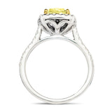 Certified Yellow Diamond Cushion Engagement Ring 0.80ct Ring in 18k White Gold - All Diamond