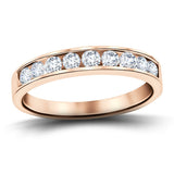 Channel Set Half Eternity Ring 0.25ct G/SI in 9k Rose Gold 2.7mm - All Diamond
