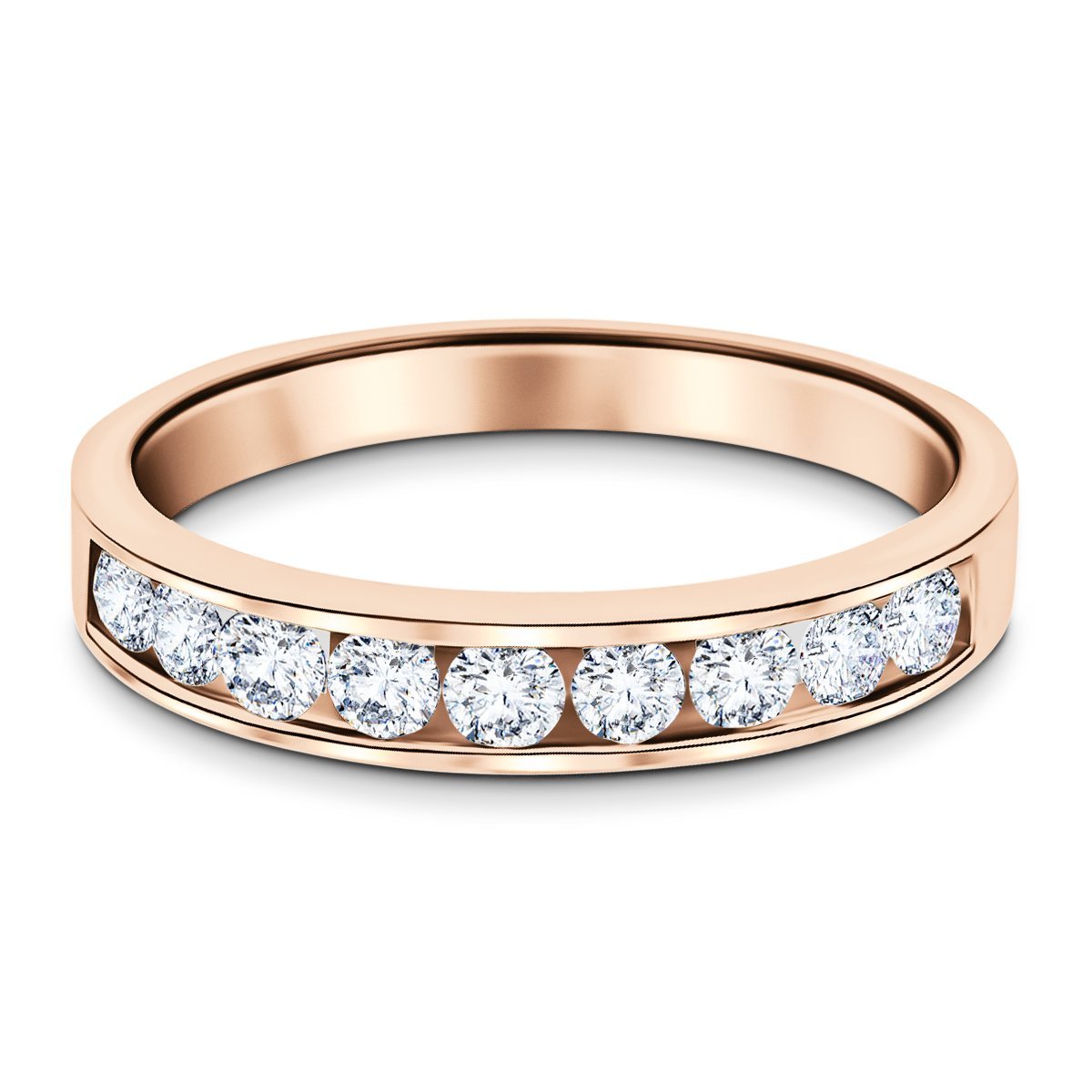 Channel Set Half Eternity Ring 0.50ct G/SI in 18k Rose Gold 3.4mm - All Diamond