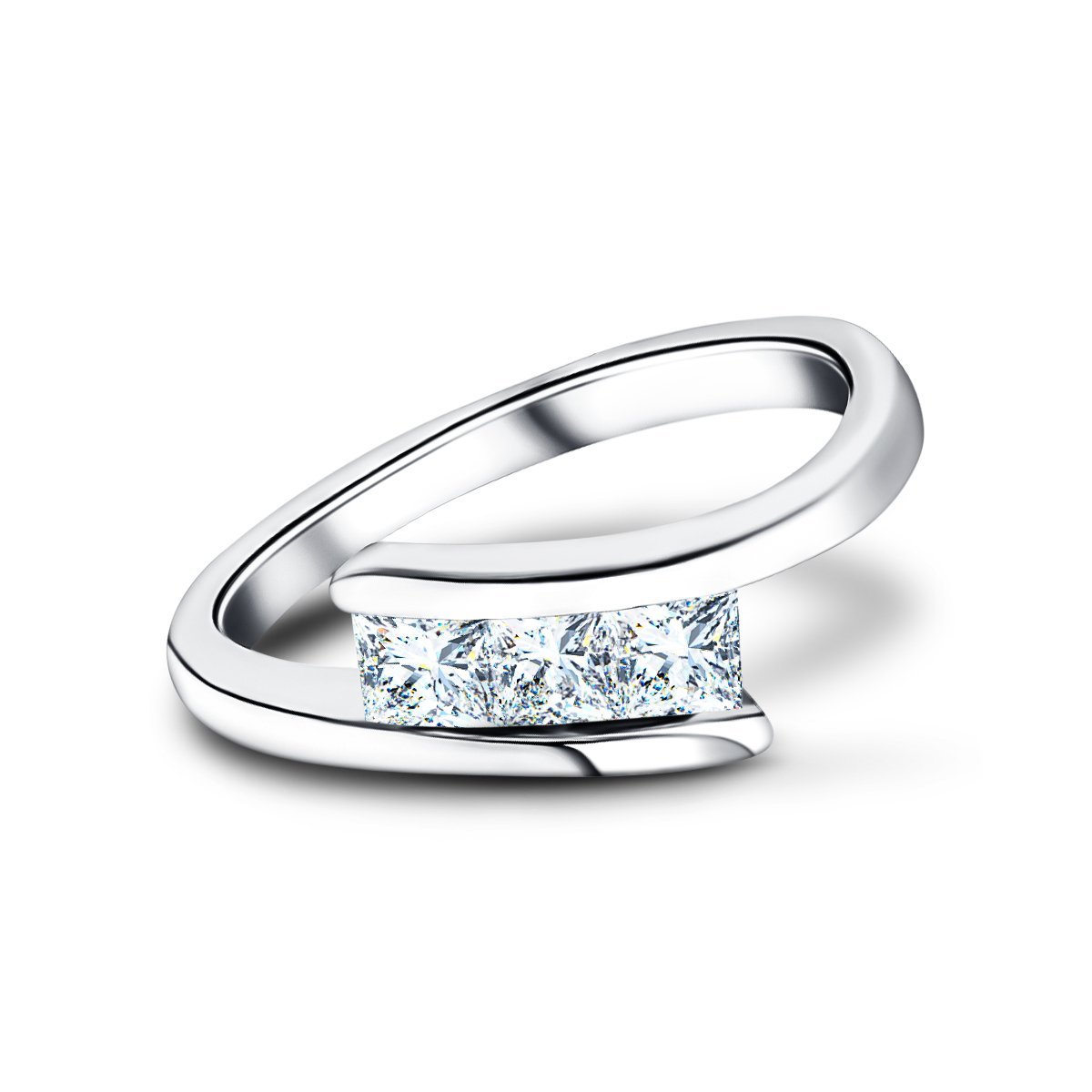 Channel Set Trilogy Princess Ring 0.33ct G/SI Quality Platinum - All Diamond