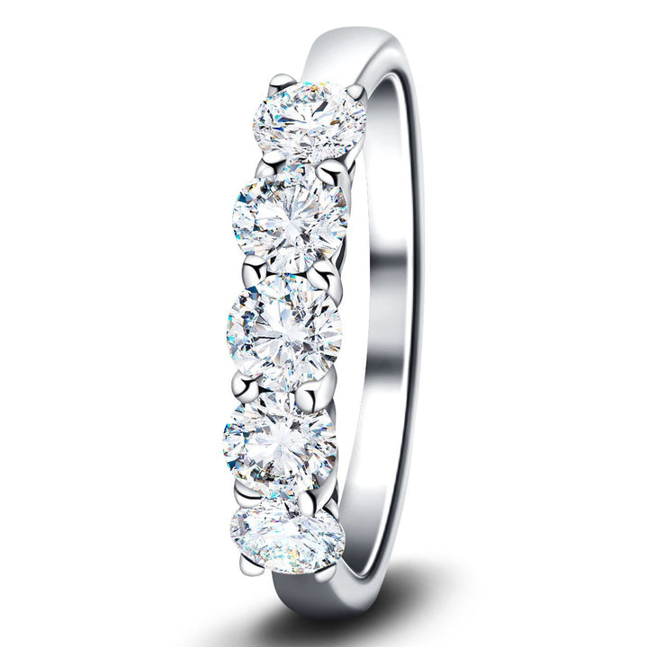 Classic Five Stone Ring with 1.00ct G/SI Quality Diamonds in Platinum