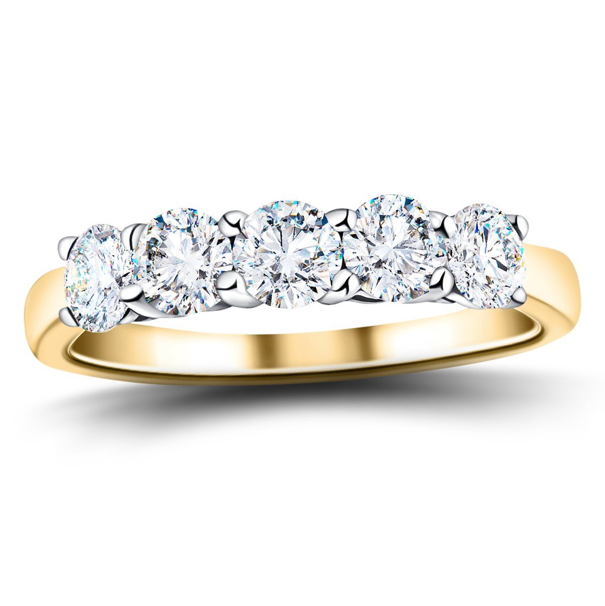 Classic Five Stone Ring with 2.00ct G/SI Quality 18k Yellow Gold - All Diamond