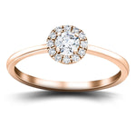 Classic Halo Diamond Engagement Ring with 0.27ct in 18k Rose Gold - All Diamond