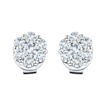 Cluster Diamond Earrings 1.35ct G/SI Quality In 18k White Gold - All Diamond