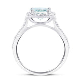 Cushion Halo Aquamarine 2.33ct & Diamond 0.53ct Ring in 18K White Gold - All Diamond