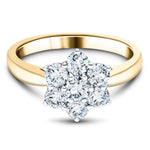 Diamond 1.00ct G/SI Quality 18k Yellow Gold Cluster Ring - All Diamond