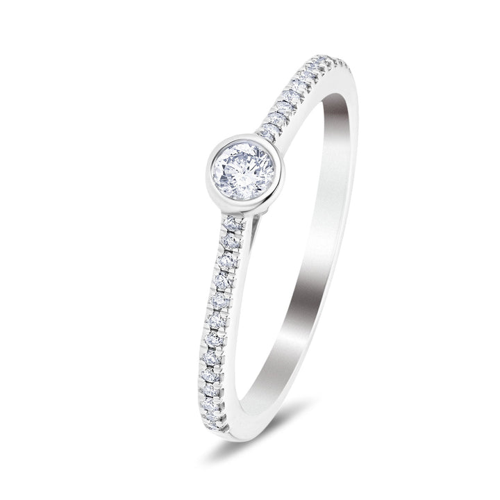 Certified Diamond Bezel Side Stone Engagement Ring 0.21ct G/SI In Platinum