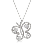 Diamond Butterfly Necklace Pendant 0.60ct G/SI Quality 18k White Gold - All Diamond