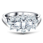 Diamond Cluster Boat Ring 0.50ct G/SI Quality in 18k White Gold - All Diamond