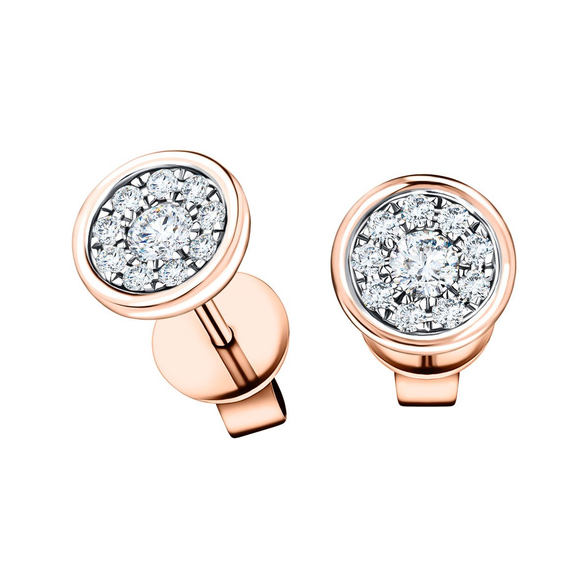 Diamond Cluster Circle Earrings 0.30ct G/SI Quality 18k Rose Gold - All Diamond