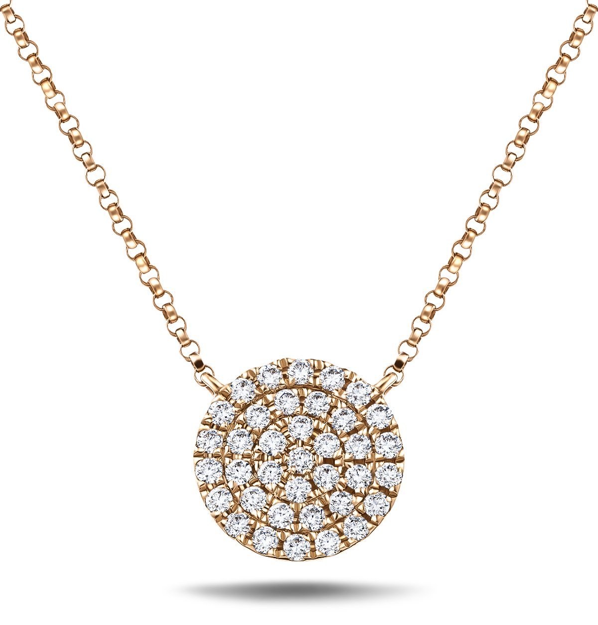 Diamond Cluster Circle Shape Necklace 0.40ct G/SI 18k Rose Gold - All Diamond