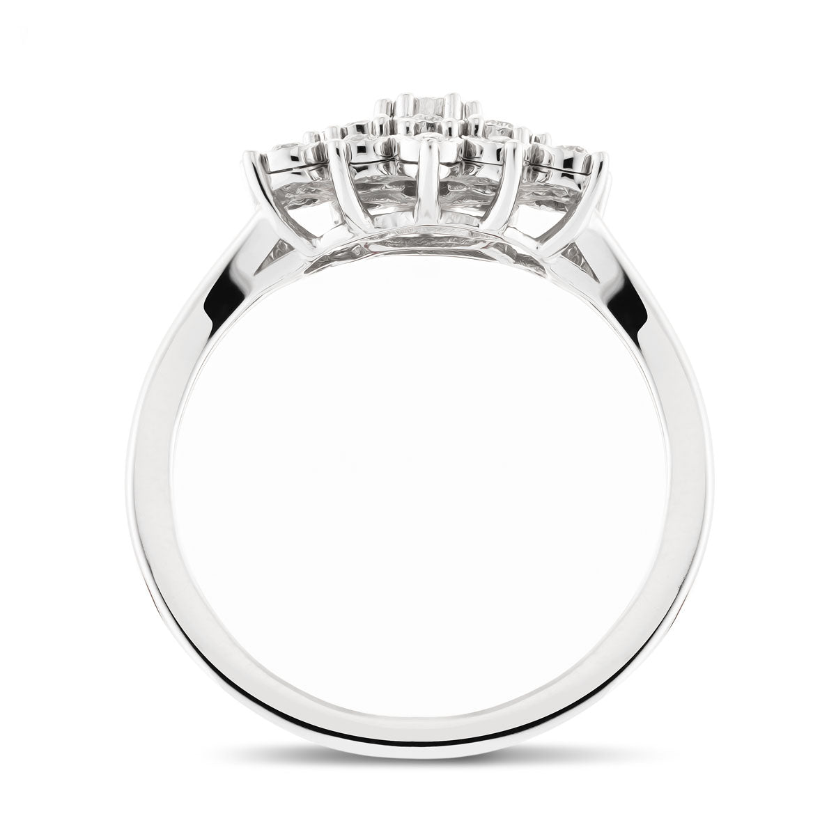 Diamond Cluster Floral Ring 3.00ct Look G/SI Quality in 9k White Gold - All Diamond
