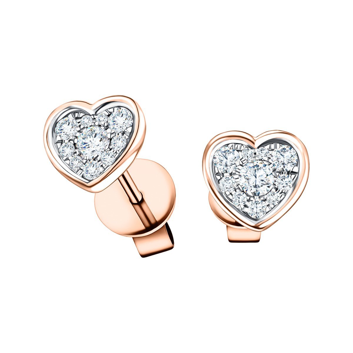 Diamond Cluster Heart Earrings 0.20ct G/SI Quality 18k Rose Gold - All Diamond