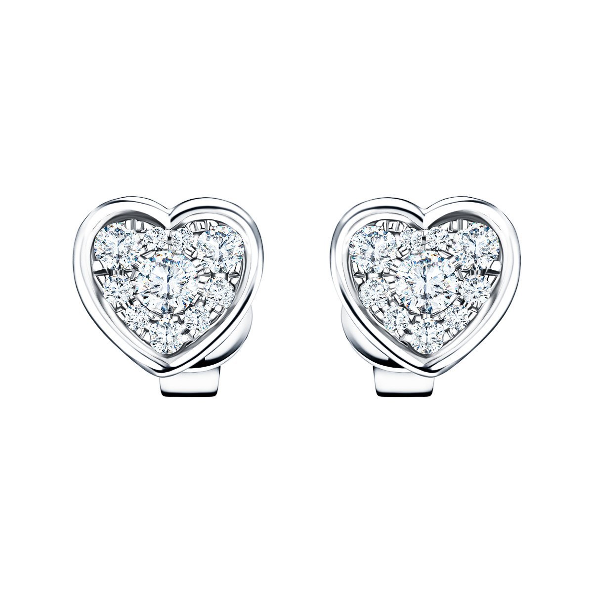 Diamond Cluster Heart Earrings 0.20ct G/SI Quality 18k White Gold - All Diamond
