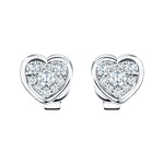 Diamond Cluster Heart Earrings 0.20ct G/SI Quality 18k White Gold - All Diamond