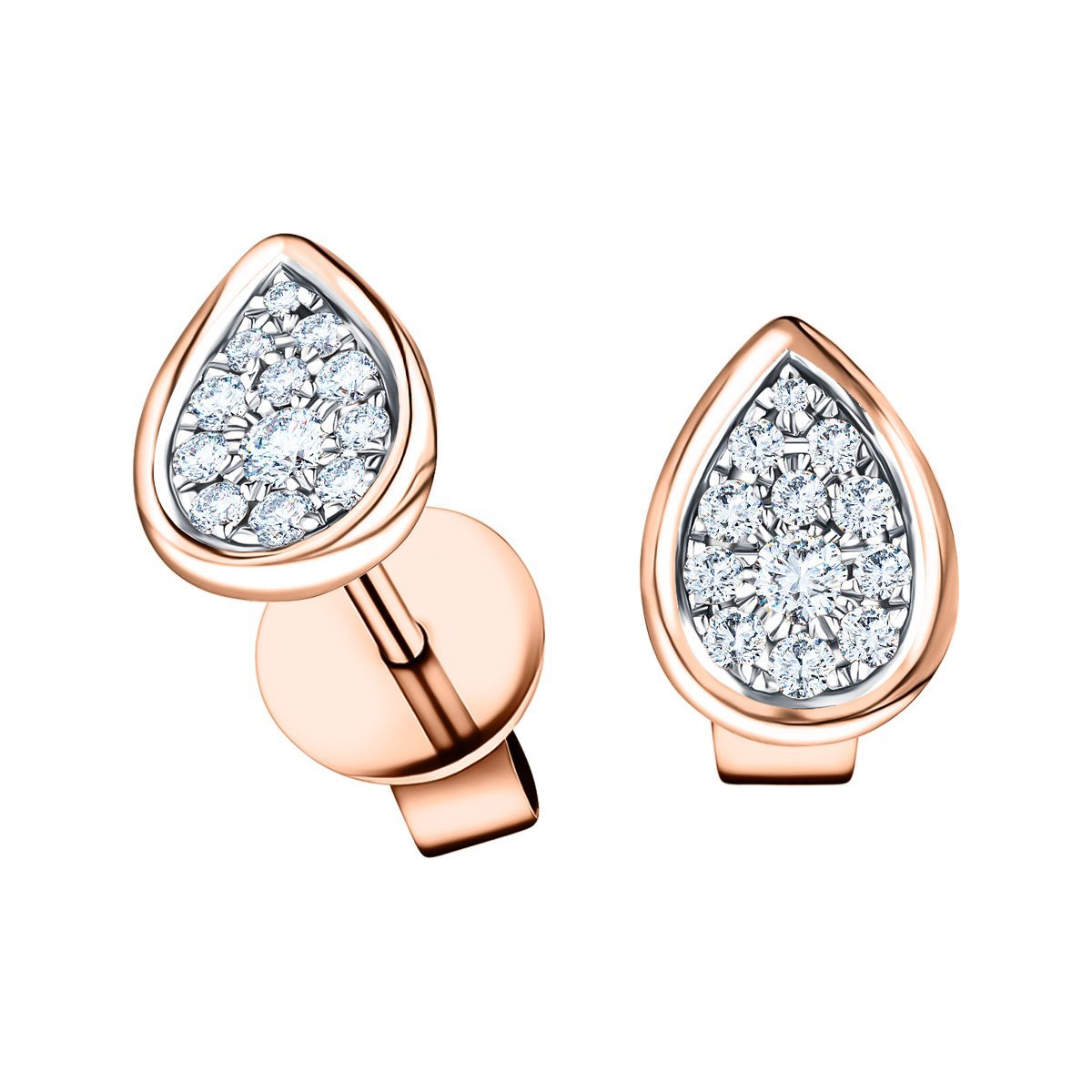 Diamond Cluster Pear Earrings 0.20ct G/SI Quality 18k Rose Gold - All Diamond