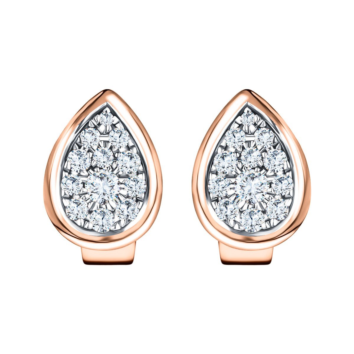 Diamond Cluster Pear Earrings 0.20ct G/SI Quality 18k Rose Gold - All Diamond