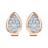 Diamond Cluster Pear Earrings 0.20ct G/SI Quality 18k Rose Gold - All Diamond