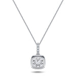 Diamond Cluster Pendant Necklace 0.25ct G/SI 18k White Gold 7.2mm - All Diamond