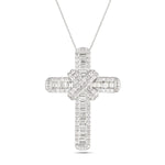 Diamond Cross Baguette & Round Diamonds 7.15ct In 18k White Gold - All Diamond