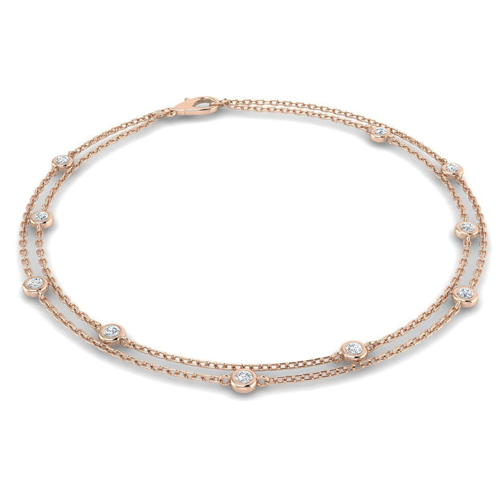 Diamond Double Chain Bracelet 0.25ct G/SI 18k Rose Gold