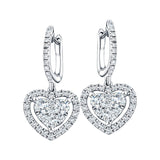 Diamond Drop Heart Earrings 0.80ct G/SI Quality 18k White Gold - All Diamond