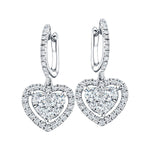 Diamond Drop Heart Earrings 1.40ct G/SI Quality 18k White Gold - All Diamond