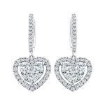 Diamond Drop Heart Earrings 1.40ct G/SI Quality 18k White Gold - All Diamond