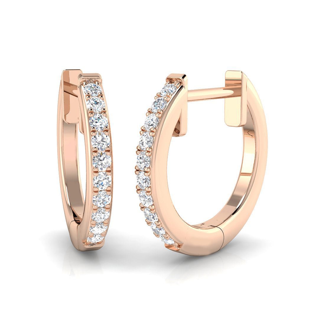 Diamond Huggie Hoop Earrings G/SI Quality in 9k Rose Gold