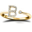 Diamond Initial 'B' Ring 0.10ct Premium Quality in 18k Yellow Gold - All Diamond