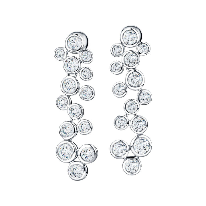 Diamond Rub Over Drop Earrings 5.00ct G/SI Quality 18k White Gold