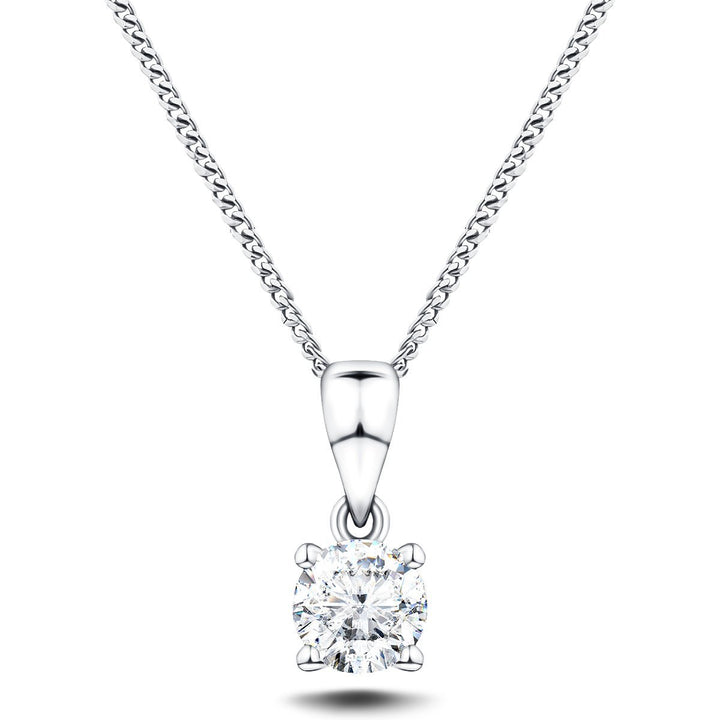 Diamond Solitaire Necklace 0.60ct G/SI in 18k White Gold