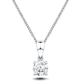 Diamond Solitaire Necklace Pendant 0.10ct H/SI in 9k White Gold - All Diamond