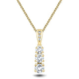 Drop Diamond Trilogy Pendant Necklace 0.50ct G/SI 18k Yellow Gold - All Diamond