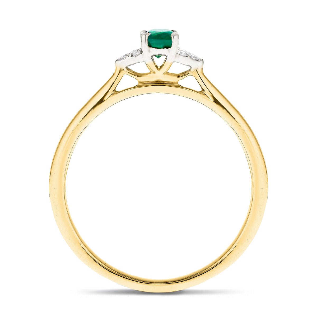 Emerald 0.25ct Diamond 0.03ct Cluster Ring 9k Yellow Gold - All Diamond