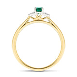 Emerald 0.25ct Diamond 0.03ct Cluster Ring 9k Yellow Gold - All Diamond