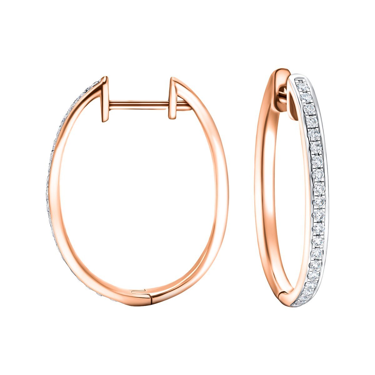 Fancy Diamond Grain Set Hoop Earrings 0.25ct G/SI 9k Rose Gold - All Diamond