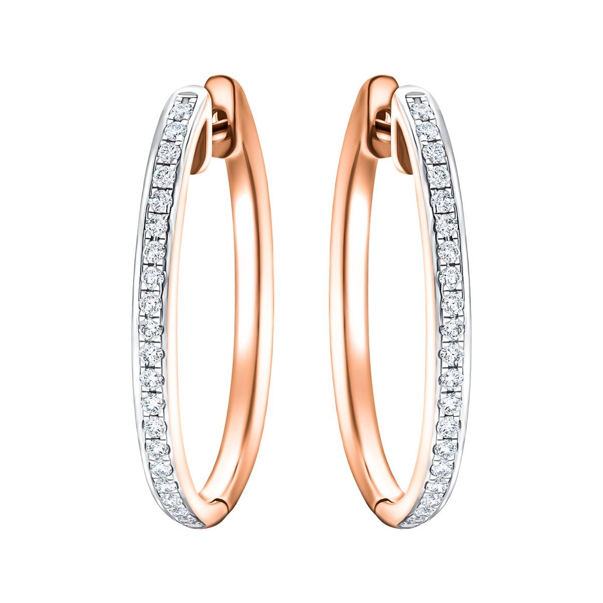Fancy Diamond Grain Set Hoop Earrings 0.25ct G/SI 9k Rose Gold - All Diamond