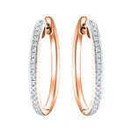 Fancy Diamond Grain Set Hoop Earrings 0.25ct G/SI 9k Rose Gold - All Diamond