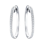 Fancy Diamond Grain Set Hoop Earrings 0.30ct G/SI 18k White Gold - All Diamond