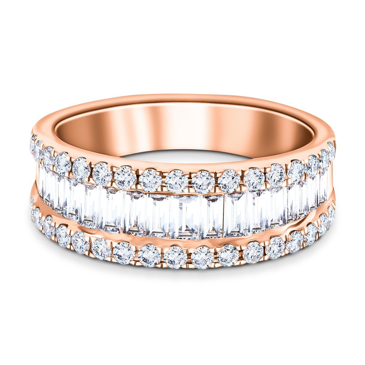 Fancy Diamond Half Eternity Ring 0.90ct G/SI 18k Rose Gold 6.0mm - All Diamond