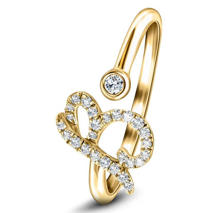 Fancy Diamond Initial 'B' Ring 0.11ct G/SI Quality in 9k Yellow Gold